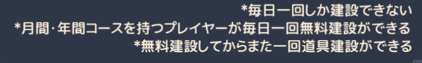 王に俺はなるの連盟の毎日建設における無料建設の条件等
